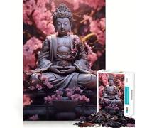 Rompecabezas Sakura Buddha de 1000 Piezas para Adultos Juguete para ejercitar la Mente Imagen Suave y Relajante para armar Un Regalo Encantador (50x75cm)