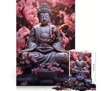 Rompecabezas Sakura Buddha de 1000 Piezas para Adultos Juguete para ejercitar la Mente Imagen Suave y Relajante para armar Un Regalo Encantador (50x75cm)