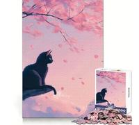 Rompecabezas Sakura Cat de 1000 Piezas para Adolescentes Juguete para desarrollar la lógica Divertido y Relajante Corte preciso Regalo artístico (38x52cm)