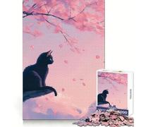 Rompecabezas Sakura Cat de 1000 Piezas para Adolescentes Mejora la Memoria Diseño Tranquilo y Relajante Regalo conmovedor (38x26cm)