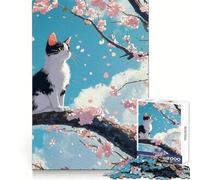 Rompecabezas Sakura Cat II para Adultos, 1000 Piezas, Rompecabezas para ejercitar la Mente, Ideal para el hogar, Regalo de cumpleaños (38x26cm)