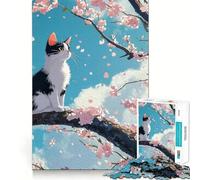 Rompecabezas Sakura Cat II para Adultos, 1000 Piezas, Rompecabezas para ejercitar la Mente, Ideal para el hogar, Regalo de cumpleaños (38x26cm)