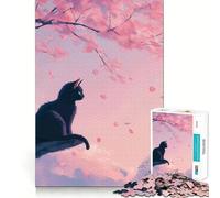 Rompecabezas Sakura Cat para Adultos, 1000 Piezas, Mejora la Memoria, Juego en Grupo, patrón de Montaje, Sorpresa navideña (50x75cm)
