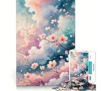 Rompecabezas Sakura en un Cielo Pastel de 1000 Piezas para Adolescentes Refuerza la Memoria y el vínculo Familiar Bordes precisos Regalo Original (50x75cm)