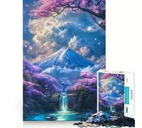 Rompecabezas Sakura Falls of Fuji de 1000 Piezas para Adolescentes Juguete de lógica Fina, fácil de armar, para el Ocio, con Bordes limpios, Ideal para Festivales (38x26cm)
