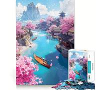 Rompecabezas Sakura Fishing Village para Adultos, 1000 Piezas, Juguete de lógica, antiestrés, Corte de precisión, Regalo para Festivales (38x52cm)