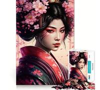 Rompecabezas Sakura Geisha de 1000 Piezas para Adultos Fortalece la Memoria Divertido y Casual Bordes limpios Regalo clásico (50x75cm)