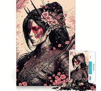 Rompecabezas Sakura Geisha Diablo Difícil para Adultos 1000 Piezas Rompecabezas Mental Relajante Arte de Ensamblaje (38x52cm)