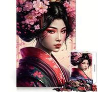 Rompecabezas Sakura Geisha para Adolescentes, 1000 Piezas, para Recordar, estimular, Relajarse, Corte Suave, Regalo Elegante (38x26cm)