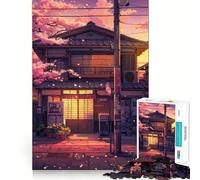 Rompecabezas Sakura House de 1000 Piezas para Adultos, Juguete para ejercitar la Mente, para Fortalecer los Lazos Familiares, Corte de precisión, Regalo Creativo (50x75cm)