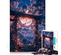 Rompecabezas Sakura japonés de 1000 Piezas con diseño de Luna Nocturna para Adolescentes Juguete Inteligente para Jugar en Interiores Corte preciso (38x26cm)