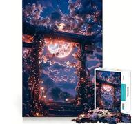 Rompecabezas Sakura japonés de Luna Nocturna para Adultos, 1000 Piezas, para estimular la Memoria, Juego en Grupo, patrón de Montaje, Sorpresa navideña (50x75cm)