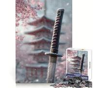 Rompecabezas Sakura Katana en Invierno, 1000 Piezas para Adolescentes, para Mejorar la Memoria, fácil de Usar, con Bordes limpios, Sorpresa navideña (38x52cm)