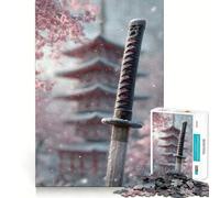 Rompecabezas Sakura Katana en Invierno, 1000 Piezas para Adolescentes, para Mejorar la Memoria, fácil de Usar, con Bordes limpios, Sorpresa navideña (38x52cm)