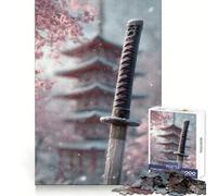Rompecabezas Sakura Katana en Invierno para Adultos, 1000 Piezas, Juguete de Lógica, Alivio del Estrés, Corte de Precisión, Regalo Festivo (50x75cm)
