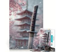 Rompecabezas Sakura Katana en Invierno para Adultos, 1000 Piezas, Juguete de Lógica, Alivio del Estrés, Corte de Precisión, Regalo Festivo (50x75cm)