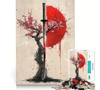 Rompecabezas Sakura Katana Red Sun para Adultos, 1000 Piezas, Juego Inteligente, Divertido y Relajante, Ideal para armar, Regalo preciado (38x26cm)