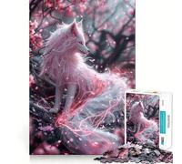 Rompecabezas Sakura Kitsune de 1000 Piezas para Adultos Juego Mental Pasatiempo en casa Bordes limpios Un Regalo Encantador (50x75cm)