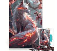 Rompecabezas Sakura Kitsune Fox de 1000 Piezas para Adolescentes Fortalece la Memoria Divertido y Relajante Bordes Lisos Lista de Deseos de Papá Noel (38x26cm)