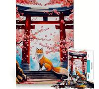 Rompecabezas Sakura Kitsune Fox de 1000 Piezas para Adolescentes Juguete de lógica Fina, Divertido y Relajante Decoración de Pared con Bordes limpios (38x52cm)