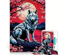 Rompecabezas Sakura Kitsune Fox de 1000 Piezas para Adolescentes Mejora la Memoria, Relajación Suave, Corte Premium, Sorpresa de cumpleaños (50x75cm)