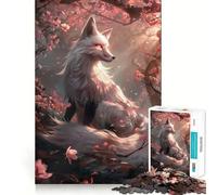 Rompecabezas Sakura Kitsune Fox de 1000 Piezas para Adultos, Juguete de lógica Mental, Juego de Mesa Serene Time, Corte Firme, (50x75cm)