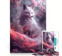 Rompecabezas Sakura Kitsune Fox de 1000 Piezas para Adultos, Juguete para ejercitar la Mente, Momento de relajación, Corte de precisión, Regalo Elegante (50x75cm)