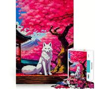 Rompecabezas Sakura Kitsune Fox de 1000 Piezas para Adultos Mejora la Memoria, relaja la Mente, Bordes Afilados, Regalo Elegante (50x75cm)