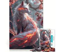 Rompecabezas Sakura Kitsune Fox de 1000 Piezas para Adultos y Adolescentes Juguete de lógica sólida, Divertido y silencioso Corte de precisión Selección de Deseos de Papá Noel (50x75cm)