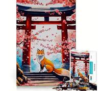 Rompecabezas Sakura Kitsune Fox para Adolescentes, 1000 Piezas, Recall Upgrade Calm Relax Clear Cut Art Collection Piece (38x26cm)