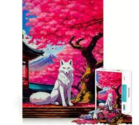 Rompecabezas Sakura Kitsune Fox para Adultos, 1000 Piezas, Rompecabezas para ejercitar la Mente, Ideal para el hogar, Regalo de cumpleaños (38x26cm)