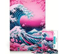 Rompecabezas Sakura La Gran Ola para Adultos, 1000 Piezas, Rompecabezas para ejercitar la Mente, Ideal para el hogar, Regalo de cumpleaños (38x52cm)