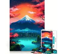 Rompecabezas Sakura Monte Fuji para Adultos, 1000 Piezas, Juego Mental, Juguete para aliviar la ansiedad, Arte de Corte preciso, Coleccionable (38x26cm)