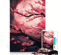 Rompecabezas Sakura Moon Tree de 1000 Piezas para Adolescentes Juguete de lógica Fuerte Relajación Mental Bordes definidos Regalo Elegante (38x26cm)