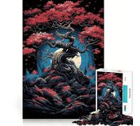 Rompecabezas Sakura Moon Tree de 1000 Piezas para Adultos: Mejora la Memoria, diversión Relajante, Bordes Afilados, Regalo navideño (38x52cm)