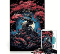 Rompecabezas Sakura Moon Tree de 1000 Piezas para Adultos y Adolescentes Juguete Intelectual para el hogar Disfrute de un Corte de Calidad Regalo clásico (50x75cm)