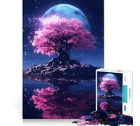 Rompecabezas Sakura Moon Tree para Adolescentes, 1000 Piezas, Juguete Inteligente para aliviar el estrés, Borde Afilado, Regalo de cumpleaños (50x75cm)
