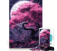 Rompecabezas Sakura Moon Tree para Adolescentes, 1000 Piezas, Juguete para desarrollar la Mente, diseño de Ocio Suave, Regalo Premium (50x75cm)