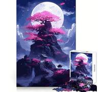 Rompecabezas Sakura Moon Tree para Adultos, 1000 Piezas, Juego Mental, Juguete para aliviar la ansiedad, Arte de Corte preciso, Coleccionable (38x52cm)