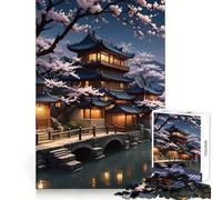 Rompecabezas Sakura Rainy Evening de 1000 Piezas para Adolescentes, Juguete de lógica, Tren, Entretenimiento, Corte Suave, (38x52cm)