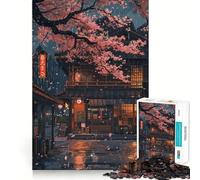 Rompecabezas Sakura Rainy Evening para Adultos, 1000 Piezas, para ejercitar la Mente, relajación, diseño de Bordes precisos, colección de Arte (50x75cm)