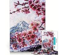 Rompecabezas Sakura Spring at Mount Fuji de 1000 Piezas para Adultos Mejora la Memoria Diversión Relajante Corte de Primera Calidad Regalo Memorable (38x52cm)