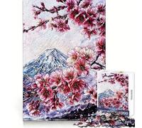 Rompecabezas Sakura Spring at Mount Fuji de 1000 Piezas para Adultos Mejora la Memoria Diversión Relajante Corte de Primera Calidad Regalo Memorable (38x52cm)