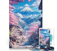 Rompecabezas Sakura Street to Fuji para Adultos, 1000 Piezas, ejercita la Mente, relaja la Mente, Pieza de colección de Arte de Borde Exacto (38x26cm)