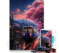 Rompecabezas Sakura Sunset Express para Adultos, 1000 Piezas, Juego Mental, Juguete para aliviar la ansiedad, Arte de Corte preciso, Coleccionable (38x52cm)