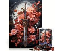 Rompecabezas Sakura Sword Japan de 1000 Piezas para Adolescentes Juguete de lógica Fuerte para Relajarse mentalmente Bordes definidos Regalo Elegante (50x75cm)