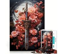 Rompecabezas Sakura Sword Japan de 1000 Piezas para Adolescentes Juguete de lógica Fuerte para Relajarse mentalmente Bordes definidos Regalo Elegante (50x75cm)