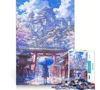 Rompecabezas Sakura Temple Ascenso de 1000 Piezas para Adolescentes Juguete de lógica Fuerte Tiempo en Familia Borde Transparente Sorpresa cálida (50x75cm)