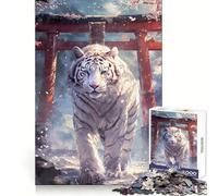 Rompecabezas Sakura Tiger Torii Path de 1000 Piezas para Adolescentes, Juguete de lógica Fuerte, Tiempo en Familia, Borde Transparente, cálida Sorpresa (38x52cm)
