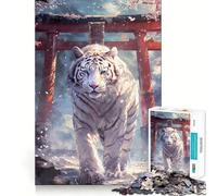 Rompecabezas Sakura Tiger Torii Path de 1000 Piezas para Adolescentes, Juguete de lógica Fuerte, Tiempo en Familia, Borde Transparente, cálida Sorpresa (38x52cm)